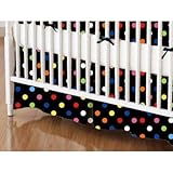 SheetWorld - Crib Skirt (28 x 52) - Primary Colorful Dots Black Woven - Made In USA by sheetworld