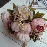 Auntwhale 人工花のブーケ牡丹の偽の花の装飾ホットセールシルクの人工の花の葉花嫁の花束