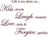オメガLife Is Too Short, So。。。キス。。。ゆっくりと笑う。。。ビニールデカール壁ステッカー引用 13" Wide MISC104SMPR