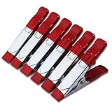 ESUMIC 6 x 4" A Metal Spring Clamps Rubber Coated Tipped Grip Holder For Camping Tarpaulin (Red) [並行