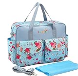 Happylifehere レディース マザーズバッグ おしゃれ トートバッグ ショルダーバッグ 大容量 防水 軽量 多機能 オムツ替えシート ショルダーストラップ セット 便利 C