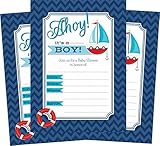 Ahoy It's a Boy – 24 航海テーマのベビーシャワー招待状 24枚の封筒