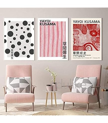 Amazon.co.jp: 有名な草間彌生ポスター青いキノコの絵草間彌生