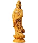Amazon｜日月観音仏像黄楊木像家リビングに装飾物実木彫刻手作り芸術品