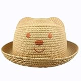 ING STYLE クマさんの麦わら帽子 ベアーハット キッズ用 (ブラウン)