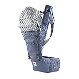 Pognae No 5 Hipseat ベビーキャリア,親のための屋外のオーガニックベビーHipseatフロントバックパックキャリア人間工学に基づいたデザイン ベビーキャリア (Blue) [並行輸入
