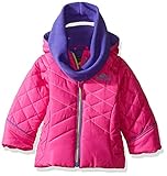 Pacific Trail Baby Girls' Puffer Jacket with Infinity Scarf Pink 18 Months [並行輸入品]