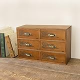 日本製 木製 ミニチェスト 6 引き出し 小物入れ 卓上 小物 (ダークブラウン)