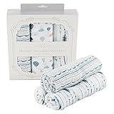 Manhattan Kids おくるみ モスリンコットン製 スワドル 3枚セット ダブルガーゼ 出産祝い 赤ちゃん バスタオル ベビー ブランケット 新生児 ガーゼタオル 綿100% 毛布 箱入り 1