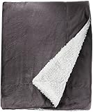 Northpoint Cashmere Velvet Reverse To Cloud Sherpa Throw, Charcoal 50 X 60 Inche