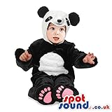 かわいい黒と白のパンダの赤ちゃんサイズぬいぐるみコスチューム
