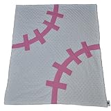 Cozy Wozy Baseball Themed Minky Baby Blanket, White/Pink, 30 x 36 by Cozy Wozy