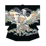 産着 初着 祝い着 男の子 着物/B15黒・鷹小槌刺繍