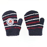 ふわもこキッズミトン手袋　働く乗り物シリーズ　ボーダー柄　消防車　ネイビー