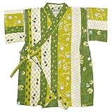 ボーイズ|ベビー|浴衣|甚平[くろわっさんす べべ]男の子|ベビー甚平|ロンパース甚平|かえる柄|和柄((日本製生地)綿100％|新生児|男児 80cm グリーン