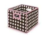 Badger Basket Folding Nursery Basket/Storage Cube, Brown Dot/Pink by Badger Basket [並行輸入品]