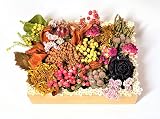 ドライフラワー　ボックスアレンジ　ピンク　フラワーアレンジメント　木箱　コットンレース　蓄光　ナチュラル　自然素材　Å