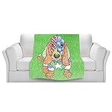 ブランケットウルトラソフトFuzzy 4サイズ！DIANOCHEデザインからby Marley Ungaro Basset Hound DogグリーンホームDecor Unique Designer芸
