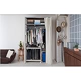 カーテン付きクローゼットロッカー　上棚付き　（スモールタイプ）　ホワイト色