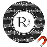 Musical Notesラウンドカーマグネット( Personalized ) 9" x 9" ブラック cp-rnd-mgnt-9+205844