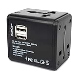 海外 旅行 変換プラグ （A・O・BF・C） 2USBポート付 コンセント 100-240V 2.0A 世界中200ケ以上の国通用