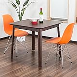 【イームズダイニング3点セット 体に馴染むイームズチェア(スチール DSR) 2人用】 お洒落なデザイナーズ食卓セット(チャールズ・レイ・イームズ) 落ち着いたテーブル 80cm幅 (オレンジ色)