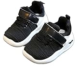 PANCY ベビーシューズ スニーカー 柔らかい子供シューズ 子供靴　 (S（足の長さは12.5cm）, ブラック)