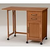 折りたたみデスク (色：ブラウン)　VDT-7956BR　キャスター付きなので楽に移動できて、リビング・ダイニング問わず活躍