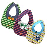 HUHU スタイ ビブ ベビー よだれかけ 出産祝い 防水加工 スナップ サイズ調節可能 3枚セット リバーシブルタイプ (Eセット)