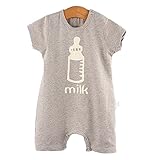 【SEBLES】ベビー 赤ちゃん ロンパース 肌着 半袖 無地 プリント コットン 綿 ナチュラル素材 初夏 夏 スナップ 象 ミルク 可愛い ユニセックス 男の子 女の子(タイプB,90cm)