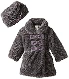 Widgeon baby-girls Infant 3 Bow Fauxファーコートと帽子セット カラー: グレイ