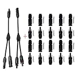 Sumnacon 分岐ソーラーケーブルコネクター mc4 Y字型 並列用 ソーラーコネクタ－ 用端子 オス メス 耐老化性 UV耐久 防水 防塵 10組コネクター付き