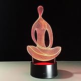 Caryy 3d LED Illusionランプ、7色変更リモートコントロールヨガDimensional Visualライト、光学式ナイトライト、装飾雰囲気テーブルランプ、子供クリスマス誕生日ギフト