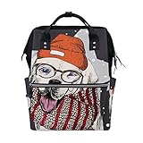 ママバッグ　マザーズバッグ　リュックサック　ハンドバッグ　旅行用 犬柄 メガネ ファション