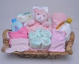 Newborn Gift Basket Hamper Pink by The Big Card Company