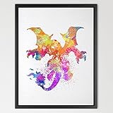 Dignovel Studios 11X14 Charizard Watercolor print illustration Art Print Nursery decor Kids Art Prin
