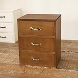 日本製 木製 3段ミニチェスト シンプル 引き出し 小物入れ (ダークブラウン)