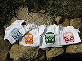 色が選べるバス柄ロンパースnewborn-24months(50-95)　可愛いくておもしろい海外デザインおもわず笑顔になっちゃうユニークなベビー服ベビーシャワープレゼント