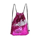 Play Tailor　スパンコールナップサック　ジムサック　おしゃれ巾着バック　通学　通勤　部活　ショッピング　ローズレッド/シルバー