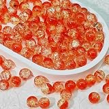 ガラスビーズ 10mm 100個入り ラウンドビーズ アクセサリー制作 手芸 ビーズパーツ ブレスレット ネックレス ビビッドカラー (オレンジ) NYANDELMO ND-0280-R02-H9-OR