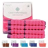 Casa Copenhagen Linea Ribbed Zero twist Cotton 4-Pack Face Towels (Wash Cloth), Honey Suckle by CASA