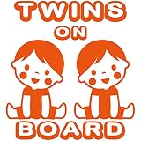 TREZ TWINS ON BOARD 双子 ツインズ BOY&BOY 男の子 男の子 男男 ステッカー 【BABY IN CAR】 (オレンジ)