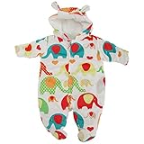 ベビー・赤ちゃん ゾウさん 耳つきフード フリースボディースーツ スリープスーツ カバーオール オールインワン (3-6ヶ月) (ホワイト)