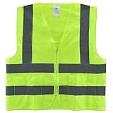 Small /Neiko High Visibility Neon Yellow Zipper Front Safety Vest with 2 Side Pockets, ASIN/ISEA Sta