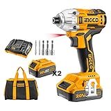 INGCO コードレスインパクトドライバー 充電式 電動インパクト 20V 2段変速 正逆転両用 最大トルク170N・m ブラシレスモーター
