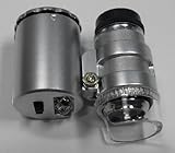 LEDライト付 ミニ マイクロスコープ 60倍/ミニ 顕微鏡 (シルバー)