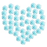 Fityle 全10色選択　花部分のみ　人工造花　ローズ　フォーム　結婚式　写真撮影小物　ホーム/会場装飾　花ボール作り　約50個 - ライトブルー