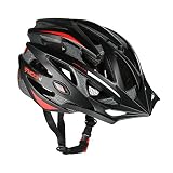 Uzexon 自転車 ヘルメット 超軽量 サイクリングヘルメット 25穴通気 アジャスター サイズ調整可能 大人子供兼用 男女兼用 収納専用袋付け (ブラック+レッド, L)