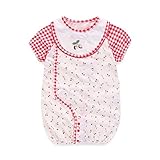TopCotton ベビー ビブ + ロンパース 半袖 夏 コットン100% 50-60cm