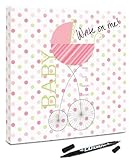 Canvas Kudos "Baby Carriage" Decorative Sign, 18 by 18-Inch, Pink [並行輸入品]